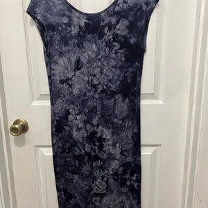 Women's Navy Tie-Dye Cap Sleeve Dress
